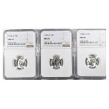 (3) 1946D ROOSEVELT DIMES NGC MS66 (3) 1946D ROOSEVELT DIMES NGC MS66
