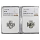 1947-D,S ROOSEVELT DIMES NGC MS-66 1947-D,S ROOSEVELT DIMES NGC MS-66