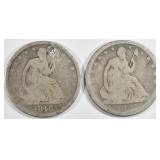 1846-O,47-O STEATED LIBERTY HALF DOLLARS GOOD