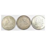 1921-P,D,S MORGAN DOLLARS MOSTLY AU