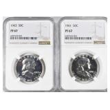 1961 & 1963 FRANKLIN HALF DOLLARS NGC PF-67 1961 & 1963 FRANKLIN HALF DOLLARS NGC PF-67