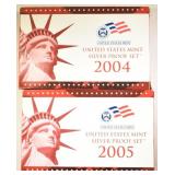 2004,05 UNITED STATES SILVER PROOF SETS OGP