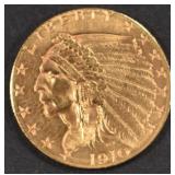 1910 GOLD $2.5 INDIAN CH BU