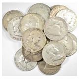 20- CIRC 90% SILVER FRANKLIN HALVES 20- CIRC 90% SILVER FRANKLIN HALVES