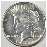 1921 HIGH RELIEF PEACE DOLLAR CH BU