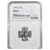 1947D ROOSEVELT DIME NGC MS66 1947D ROOSEVELT DIME NGC MS66