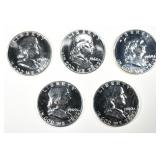 (5) 1960 FRANKLIN HALF DOLLARS PROOF (5) 1960 FRANKLIN HALF DOLLARS PROOF