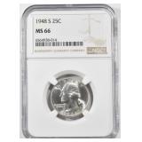1948 S WASHINGTON QUARTER NGC MS 66 1948 S WASHINGTON QUARTER NGC MS 66