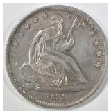 1839 NO DRAPERY SEATED LIBERTY HALF DOLLAR AU/BU