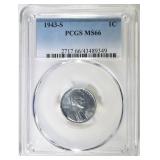 1943-S LINCOLN STEEL CENT PCGS MS 66 1943-S LINCOLN STEEL CENT PCGS MS 66