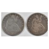 1872,73 STEATED LIBERTY HALF DOLLARS GOOD 1872,73 STEATED LIBERTY HALF DOLLARS GOOD