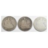 1875-S ,77,77-S STEATED LIBERTY HALF DOLLARS GOOD