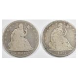 1873,75 STEATED LIBERTY HALF DOLLARS GOOD