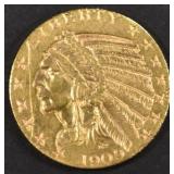 1909-D GOLD $5 INDIAN BU