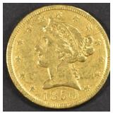 1850 GOLD $5 LIBERTY AU