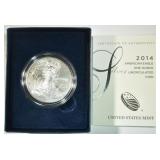 2014-W AMERICAN SILVER EAGLE UNCIR OGP 2014-W AMERICAN SILVER EAGLE UNCIR OGP