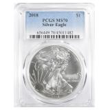 2018 AMERICAN SILVER EAGLE PCGS MS 70 2018 AMERICAN SILVER EAGLE PCGS MS 70
