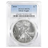 2018 AMERICAN SILVER EAGLE PCGS MS 70