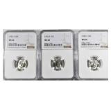 (3) 1952S ROOSEVELT DIMES NGC MS66 (3) 1952S ROOSEVELT DIMES NGC MS66