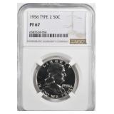1956 TYPE 2 FRANKLIN HALF DOLLAR NGC PF-67 1956 TYPE 2 FRANKLIN HALF DOLLAR NGC PF-67
