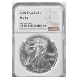 2002 AMERICAN SILVER EAGLE NGC MS 69 2002 AMERICAN SILVER EAGLE NGC MS 69
