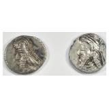 (2) MANCHIHR II 2ND CENTURY AD COINS (2) MANCHIHR II 2ND CENTURY AD COINS