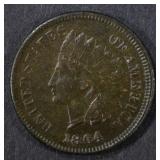 1864 L INDIAN HEAD CENT XF MARK ON RIBBON AT "TY"