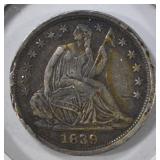 1839-O SEATED LIBERTY HALF DIME XF