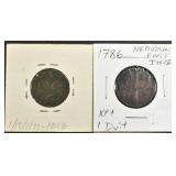 1749, 1786 NETHERLANDS EAST INDIA COINS