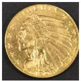 1908 GOLD $2.5 INDIAN CH BU