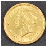 1849 GOLD $1 TYPE 1 CLOSED WREATH CH/GEM BU