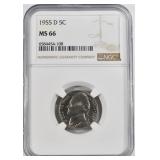 1955 D JEFFERSON NICKELS NGC MS 66 1955 D JEFFERSON NICKELS NGC MS 66