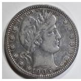 1905-S BARBER QUARTER XF 1905-S BARBER QUARTER XF
