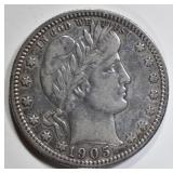 1905-S BARBER QUARTER XF