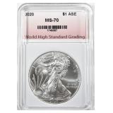 2020 AM. SILVER EAGLE, WHSG PERFECT GEM BU