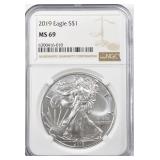 2019 AMERICAN SILVER EAGLE, NGC MS-69