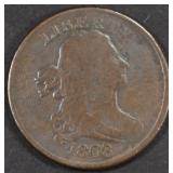 1808/7 DRAPED BUST HALF CENT F