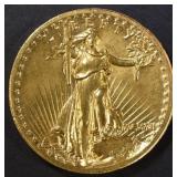 1907 $20 GOLD HIGH RELIEF SAINT GAUDENS BU