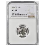 1947D ROOSEVELT DIME NGC MS66 1947D ROOSEVELT DIME NGC MS66