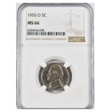 1955 D JEFFERSON NICKELS NGC MS 66