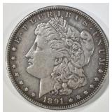 1891-CC MORGAN DOLLAR XF