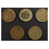 1859, 62, 63, 64 CN, 65 INDIAN CENTS CIRC 1859, 62, 63, 64 CN, 65 INDIAN CENTS CIRC