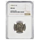 1954 D JEFFERSON NICKELS NGC MS 66