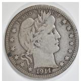 1911-D BARBER QUARTER VF 1911-D BARBER QUARTER VF