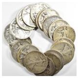 20- CIRC 90% SILVER WALKING LIBERTY HALVES 20- CIRC 90% SILVER WALKING LIBERTY HALVES