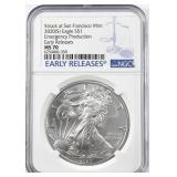 2020 (S) SILVER EAGLE NGC MS 70 ER EP