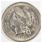 1866 3 CENT NICKEL CH BU