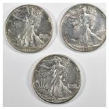 1937, 38, 39-D WALKING LIBERTY HALVES AU 1937, 38, 39-D WALKING LIBERTY HALVES AU