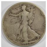 1938-D WALKING LIBERTY HALF, FINE