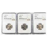 (3) 1948 D JEFFERSON NICKEL NGC MS 66 (3) 1948 D JEFFERSON NICKEL NGC MS 66